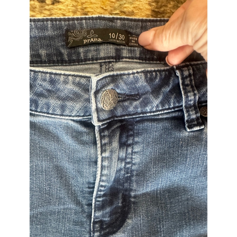 Prana Straight Leg Jeans Women 10/30 Short Inseam Med‎ Wash Blue Denim MidRise